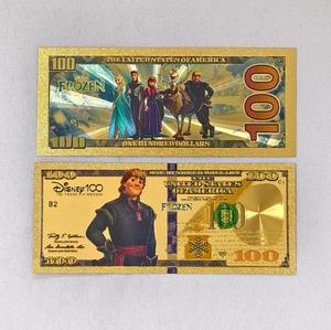 Billet de banque plaqué or sur le thème de La Reine des Neiges, Elsa et Anna, pièce de collection, idée cadeau unique pour enfants pour anniversaires et fêtes - Product Image 4