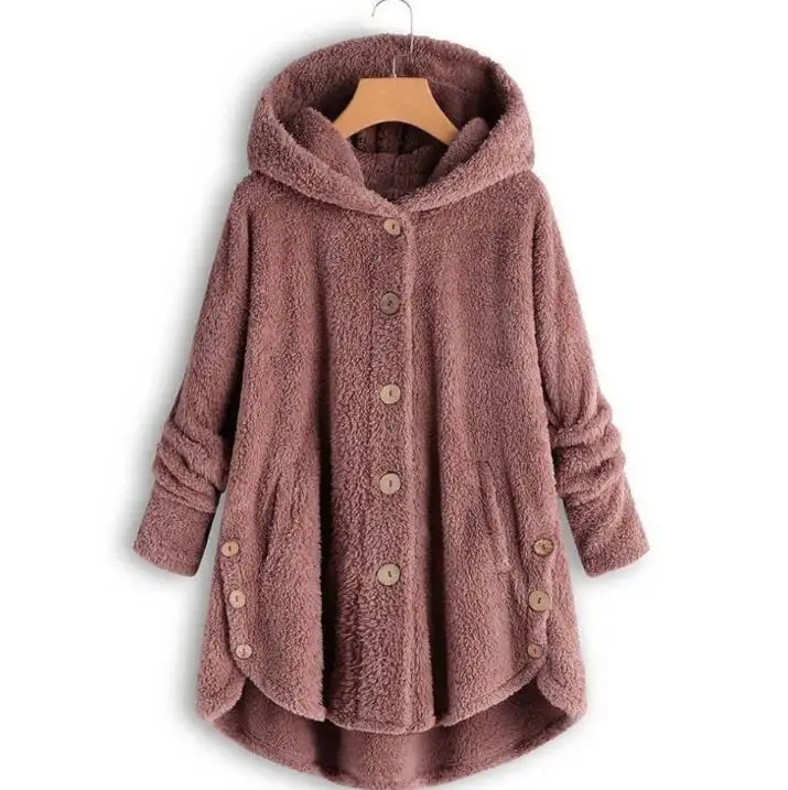 Queena Winter Autumn Punk Faux Fur Teddy Wool Coat Women Plus Size 5XL Loose A-aline Long Sleeved O-neck Long Coat