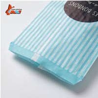 Sac en papier plat à rayures bleues imprimé sur mesure, qualité alimentaire, pour boulangerie, pain, bonbons, avec logo