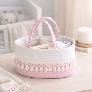 Panier de rangement en corde de coton tressée, grand format, pour organiser les couches de bébé de 0 à 12 mois - Product Image 4