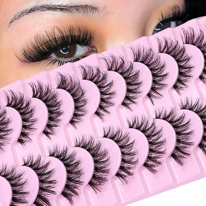 Faux Cils 3D Volume Effet Wispy Parfaits pour Maquillage Quotidien ou Occasions Spéciales, 10 Paires de Cils Courbe <span class=keywords><strong>D</strong></span> - Product Image 1