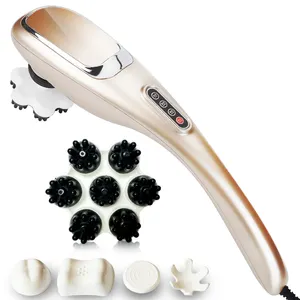 Manual three changeable massage head dolphin corded wired shape handy infrared body massage hammer