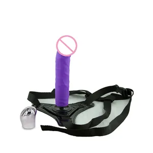 Luxe Strap On Harnas Riem en Handvat Oplaadbare Vibrerende Strapon Dildo Wearable Penis