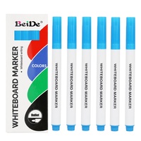 En stock – Lot de 6 stylos effaçables à sec entièrement noirs, pointe fine 3 mm, marqueurs pour tableau blanc, pour calendrier, bureau, salle de classe
