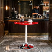 Mesa Auxiliar Redonda de Vidrio Templado Resistente, Mesa de Centro con Pedestal, Muebles Modernos para Sala de Estar, Mesa Lateral para Villa