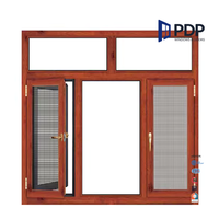 Ventanas de Madera de Alta Calidad PDP de 105 mm con Marco Estrecho, Ahorro de Energía, con Malla, Vidrio Templado y Diseño de Persiana para Entrada de Villa