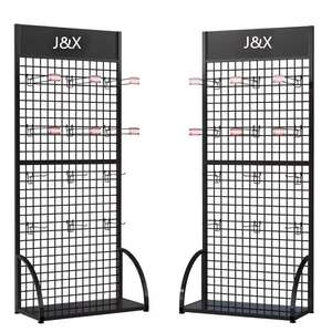 Estante de rejilla metálica de un solo lado con ganchos, cesta de almacenamiento alta y estantes independientes para tiendas minoristas y supermercados - Product Image 1