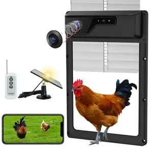 IP65 tahan air pengatur waktu pertanian energi surya kontrol aplikasi industri ritel pintu kandang ayam otomatis baru dengan kamera