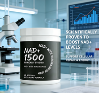 Capsules de nicotinamide riboside et de resvératrol à base de plantes, marque privée OEM, pour la gestion de l'énergie et le soutien antioxydant chez l'adulte - 60 unités