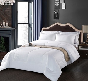 طقم أغطية سرير فندقي عضوي صديق للبيئة قابل للتنفس من القطن/البوليستر الأبيض للربيع والخريف والشتاء - Product Image 2