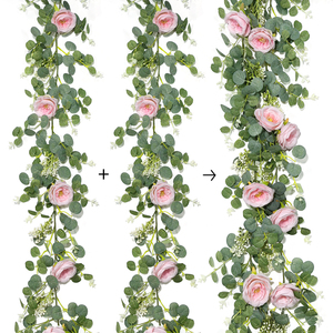 نبات حرير صناعي لتغطية الأنابيب وديكور السقف، محاكاة للورد واليوكاليبتوس، مناسب لحفلات الزفاف في الصين - Product Image 1