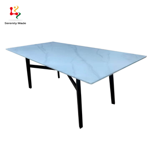 Muebles de Restaurante Personalizados, Mesa de Comedor <span class=keywords><strong>Rectangular</strong></span> de 120x60 cm con Superficie Laminada con Aspecto de Mármol - Product Image 1