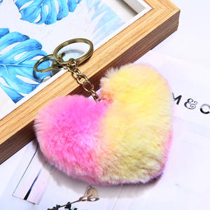 Vente en <span class=keywords><strong>gros</strong></span> de porte-clés en peluche en forme de cœur, multicolore, imprimé léopard, cadeau promotionnel, boule de cœur, <span class=keywords><strong>pompon</strong></span> en fourrure, porte-clés - Product Image 5