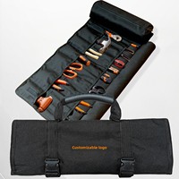 Sac à outils enroulable personnalisé en tissu Oxford robuste et imperméable avec fermeture éclair, multi-poches, portable, pour électricien, mécanicien, artisan
