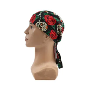 China Manufacturer Oem Soft Lightweight Pirate Skull Hat Do Rag Head Bandana Wrap for Men Women