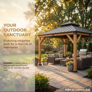 Pergola motorisée réglable en <span class=keywords><strong>bois</strong></span> de cèdre au design moderne, taille personnalisée, double toit, permanente, pour jardin, avec revêtement en poudre - Product Image 5