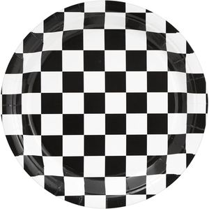 9-Inch White 350gsm CMYK Race Car Checkered Flag Eco-Friendly <b>Disposable</b> Paper <b>Plate</b> FDA Approved for Parties - Product Image 5