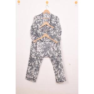 High Selling Digital Printing Casual Eco-Friendly Women Pajama Set Long Sleeve Sleepwear Lounge Three Piece Nightwear - Product Image 2