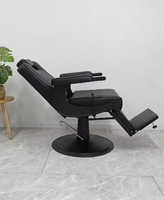 Fauteuil de barbier inclinable personnalisable avec repose-pieds réglable, pompe hydraulique robuste et base rotative à 360 degrés pour salon de coiffure