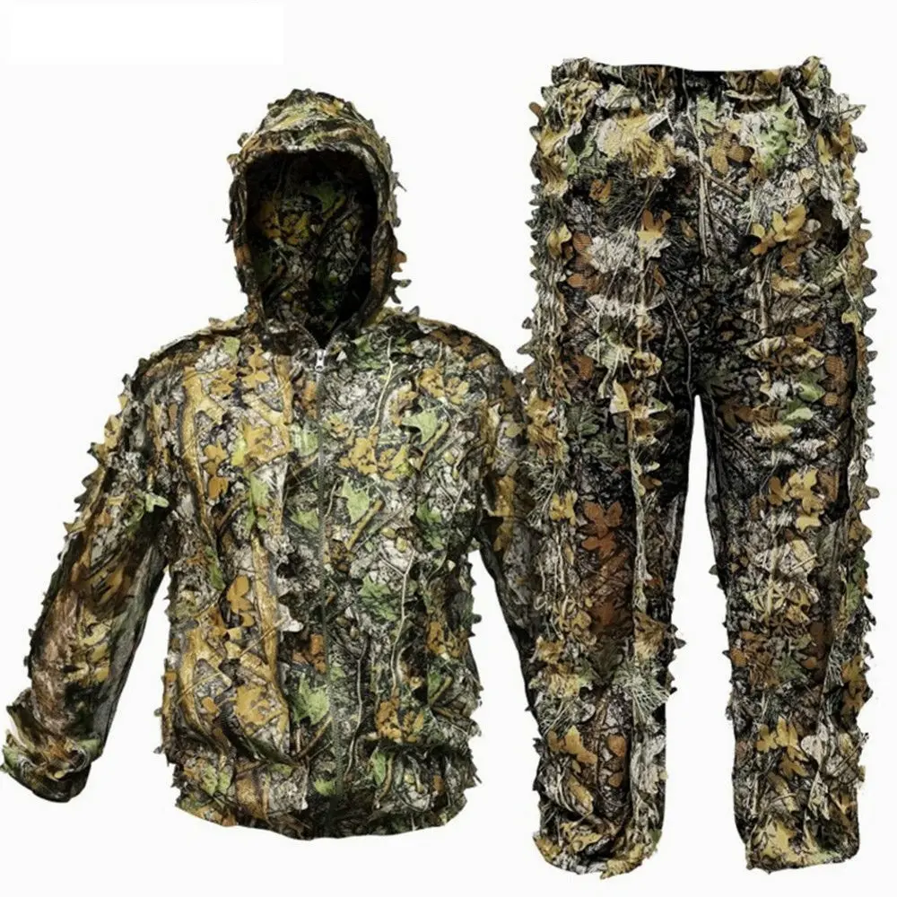 Костюм для девушек Gujia, легкая дышащая камуфляжная куртка с 3D листьями, брюки, охотничий Камуфляжный костюм для мужчин и женщин