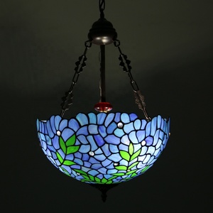 LongHuiJing High End Quality Stained Glass for Pendant <b>Lights</b> 3 16Inch Wide Vintage Style Inverted <b>LED</b> <b>Ceiling</b> Hanging Lamp - Product Image 3