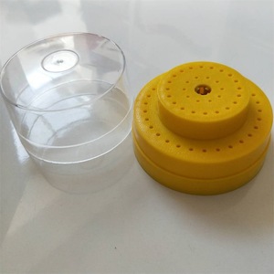 Dental Bur <b>Box</b> 60 Hole Round Transparent With Yellow Lid For Storing Disposable Consumables - Product Image 1