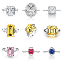 Cincin Tumpuk Berlian Karbon Tinggi Perak Sterling S925, Perhiasan Wanita Mewah Ringan Kelas Atas, Pabrik Perhiasan OEM ODM