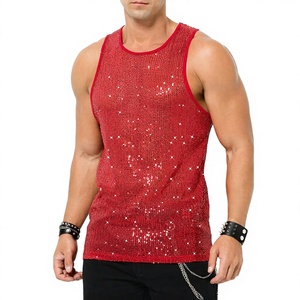 Débardeur à paillettes pour homme, veste sans manches, paillettes métalliques, tenue de scène, fête, club, performance - Product Image 4