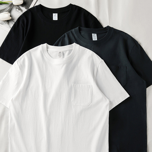 300 gramos, venta al por mayor, <span class=keywords><strong>Camiseta</strong></span> de algodón grueso personalizada para <span class=keywords><strong>hombre</strong></span>, 100% de algodón, logotipo personalizado, tejido de <span class=keywords><strong>manga</strong></span> <span class=keywords><strong>corta</strong></span>, <span class=keywords><strong>bolsillo</strong></span>, patrón sólido y - Product Image 2