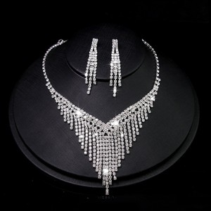 Conjunto de joyería de pendientes de collar europeo y americano lleno de diamantes accesorios nupciales de alta calidad joyería exquisita de dos piezas - Product Image 4
