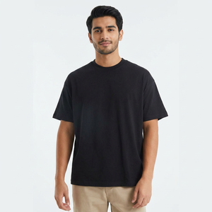 Customized Men's Formal Oversize Short Sleeve T-Shirt Good Quality 100% Cotton Anti-Pilling Pink Striped Neck Ribbed Detail - Product Image 1