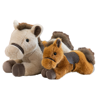 Peluche Cheval Couché Ultra Douce en Coton PP, Cadeau d'Anniversaire, Mascotte du Cheval de l'Année du Zodiaque, Petit Animal en Peluche Marron