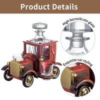 Ensemble de carafe à whisky en bois vintage en forme de voiture, carafe à vin en verre créative avec des tasses, à utiliser pour la décoration de bar à domicile