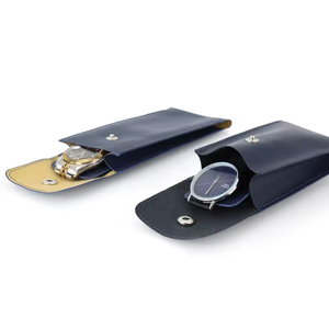 Custom Luxury Brown Black Blue Green Velvet Leather Travel Watch Pouch Watch case - Product Image 5