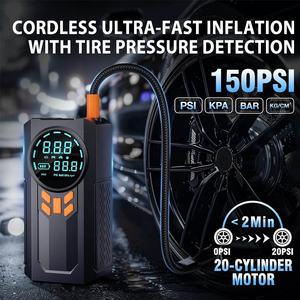 2025 חדש סיטונאי 12v רכב משאבת אוויר לרכב עם חירום הוביל אור נייד 8000mah קפיצה מתנע - Product Image 2