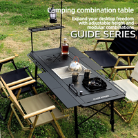 Table pliante en alliage d'aluminium IGT 5Unit pour le camping en plein air, table semi-automatique pour faire bouillir du thé, préparer des repas légers et faire du barbecue en même temps