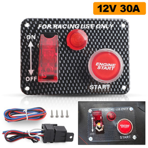 แผงคาร์บอนไฟเบอร์สำหรับตกแต่งรถยนต์ พร้อมสวิตช์แบบกด 12V 30A ปุ่มสตาร์ทเครื่องยนต์ สำหรับใช้ในการแข่งรถ - Product Image 5