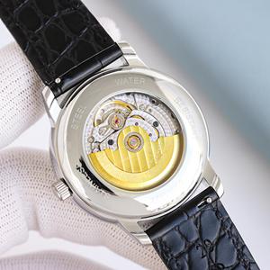 Montre ZS 39 mm de luxe à mouvement mécanique, boîtier en acier inoxydable, cadran en cristal saphir, bracelet en cuir véritable, aiguilles lumineuses, 10 bars - Product Image 6