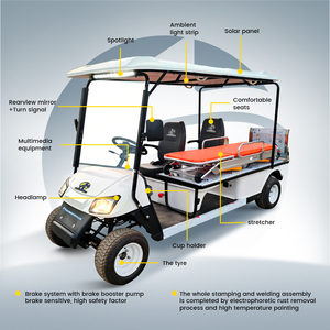 Voiture de golf électrique à 2 places avec batterie au lithium 72V certifiée CE, équipée d'un brancard pour hôpital - Product Image 3