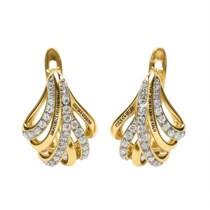 E4347 Orecchini in oro con diamanti da donna, lussuosi, per matrimonio, taglio rotondo brillante, colore G naturale, gioielli raffinati - Product Image 1