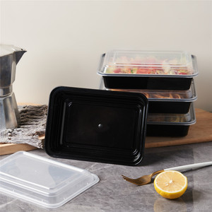 Contenedor de comida de plástico desechable <span class=keywords><strong>rectangular</strong></span> negro de 30oz, fiambrera de comida para microondas - Product Image 2