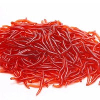 Additif à l'odeur de crevettes, vers de terre rouge en silicone, leurres souples artificiels pour la pêche à la truite et à la carpe en lac, rivière, ruisseau
