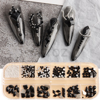 Strass 3D AB à dos plat, breloques pour ongles, perles multi-formes, pierres précieuses, strass, billes en acier, bijoux, pierres de verre cristallines pour décoration