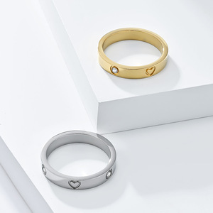 Heart Shape Diamond <b>Titanium</b> Steel <b>Ring</b> For Women Silver Gold Color Fashion Gift Jewelry - Product Image 1