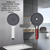 Douche à main triple fonction avec interrupteur, grande panneau, haute pression, économie d'eau, buse en silicone liquide, finition chromée