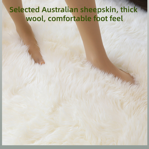 Tapis d'appoint en fourrure à poils longs, imitation peau d'animal, couleur champagne, véritable peau de mouton australienne, tapis de chambre à coucher - Product Image 3
