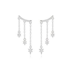 Nouvelles boucles d'oreilles clous en argent sterling 925 plaqué or avec zircon étoile à huit branches pour femme, idéales pour mariage et soirée - Product Image 1
