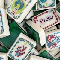 Jeu de Mahjong Américain Moderne de Luxe en Acrylique, Portable, Double Face, Tuiles Vert Émeraude et Blanc Bouddha