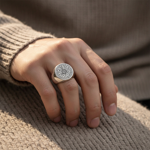 Anillo <span class=keywords><strong>de</strong></span> Acero Inoxidable Chapado en <span class=keywords><strong>Oro</strong></span>/Plata al por Mayor con Diseño <span class=keywords><strong>de</strong></span> Estrellas <span class=keywords><strong>de</strong></span> Seis Puntas con el <span class=keywords><strong>Sello</strong></span> <span class=keywords><strong>de</strong></span> los Siete Arcángeles para <span class=keywords><strong>Hombre</strong></span> y Mujer - Product Image 3