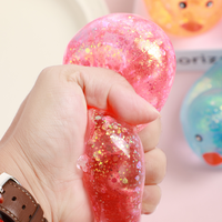 Mini Canard Kawaii Squishy Anti-Stress, Jouet à Presser en TPR Doux Rempli de Maltose, Paillettes Dorées, Jouet Sensoriel de Décompression pour Tous